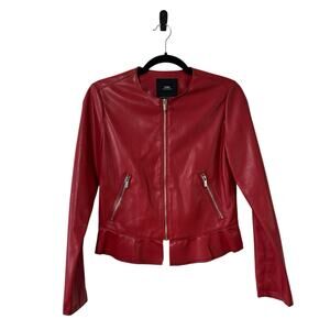ZARA Red Faux Leather Jacket